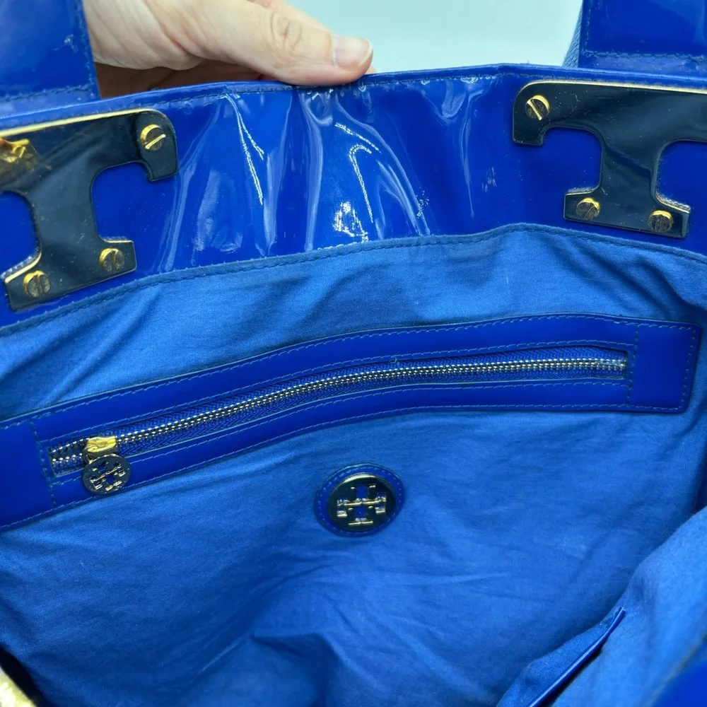 Tory Burch Patent Leather and Canvas Tote
